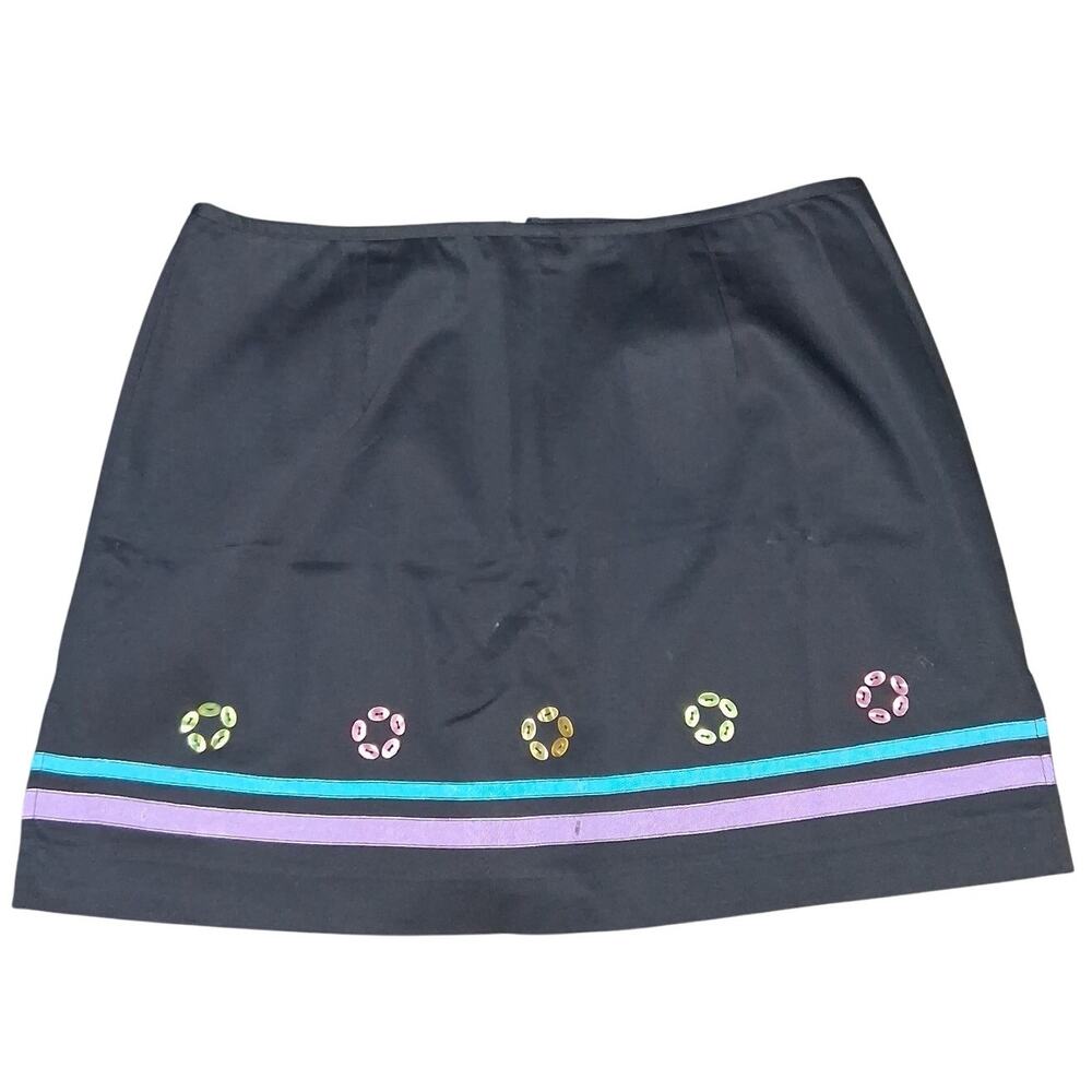 NWT Bamboo Traders Black Mini Skirt Size 14 Cotton Blend
